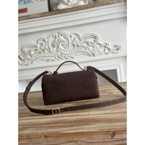 Premio Replica Borsa a tracolla con manico superiore Loro Piana Extra Bag 23 Marrone scuro Imitazione Outlet