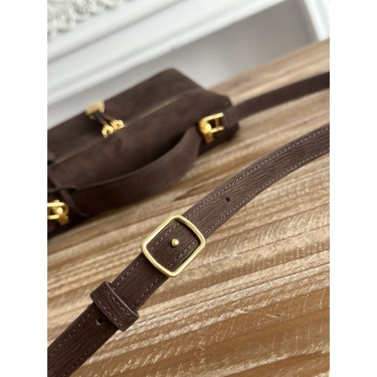 Premio Replica Borsa a tracolla con manico superiore Loro Piana Extra Bag 23 Marrone scuro Imitazione Outlet