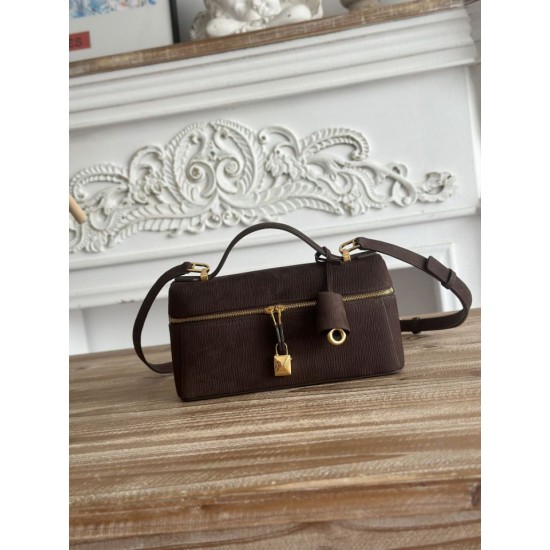 Premio Replica Borsa a tracolla con manico superiore Loro Piana Extra Bag 23 Marrone scuro Imitazione Outlet