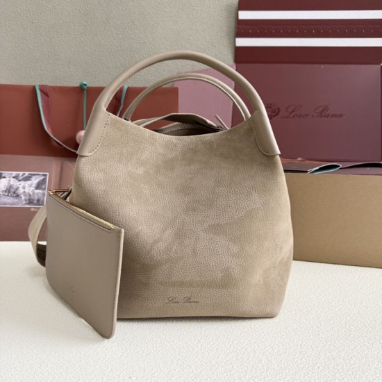 Premio Replica Borsa a secchiello Loro Piana Bale piccola/media grigia Imitazione Outlet