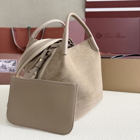 Premio Replica Borsa a secchiello Loro Piana Bale piccola/media grigia Imitazione Outlet