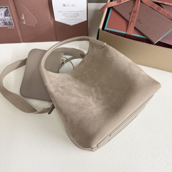 Premio Replica Borsa a secchiello Loro Piana Bale piccola/media grigia Imitazione Outlet