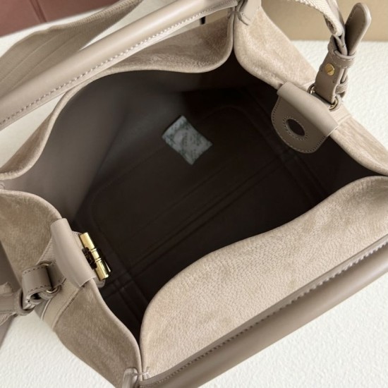 Premio Replica Borsa a secchiello Loro Piana Bale piccola/media grigia Imitazione Outlet