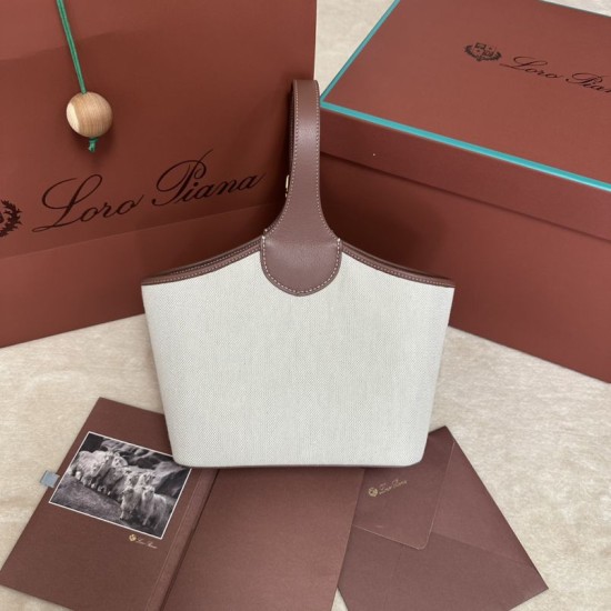 Premio Replica Borsa a cestino Loro Piana Bobbin Marrone Imitazione Outlet