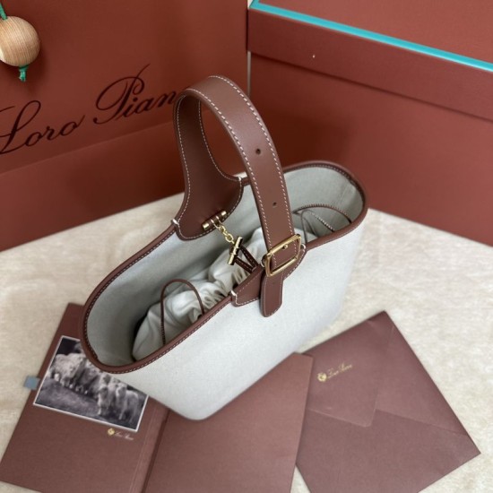 Premio Replica Borsa a cestino Loro Piana Bobbin Marrone Imitazione Outlet