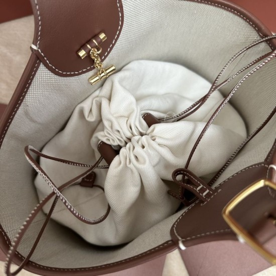 Premio Replica Borsa a cestino Loro Piana Bobbin Marrone Imitazione Outlet