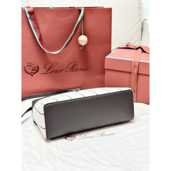 Premio Replica Borsa Extra Loro Piana L27 Tessuto Rigato Blu Imitazione Outlet