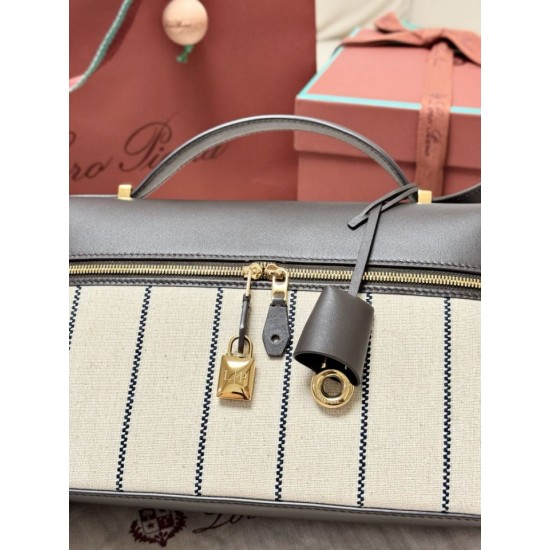 Premio Replica Borsa Extra Loro Piana L27 Tessuto Rigato Blu Imitazione Outlet