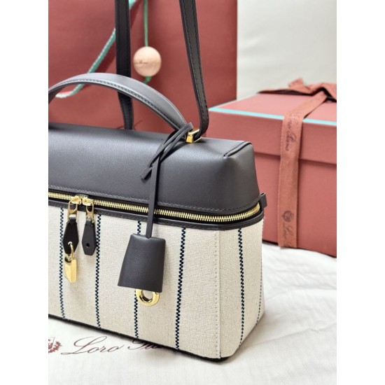 Premio Replica Borsa Extra Loro Piana L27 Tessuto Rigato Blu Imitazione Outlet