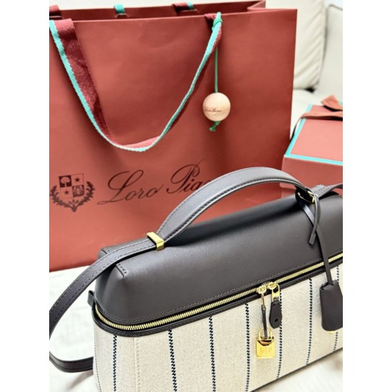 Premio Replica Borsa Extra Loro Piana L27 Tessuto Rigato Blu Imitazione Outlet