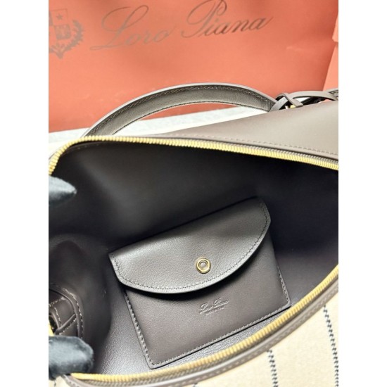 Premio Replica Borsa Extra Loro Piana L27 Tessuto Rigato Blu Imitazione Outlet