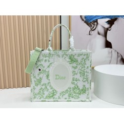 Premio Replica Borsa Dior Book Tote piccolo/media/grande con tracolla ricamo Toile de Jouy multicolore verde Imitazione Outlet