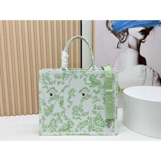 Premio Replica Borsa Dior Book Tote piccolo/media/grande con tracolla ricamo Toile de Jouy multicolore verde Imitazione Outlet
