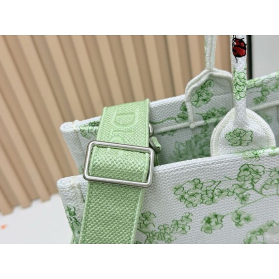 Premio Replica Borsa Dior Book Tote piccolo/media/grande con tracolla ricamo Toile de Jouy multicolore verde Imitazione Outlet