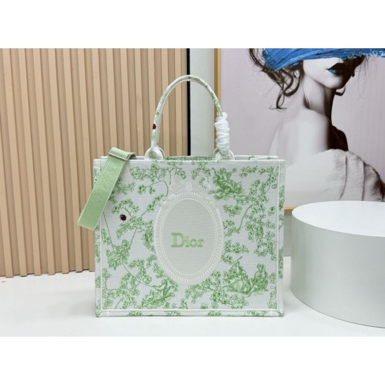 Premio Replica Borsa Dior Book Tote piccolo/media/grande con tracolla ricamo Toile de Jouy multicolore verde Imitazione Outlet