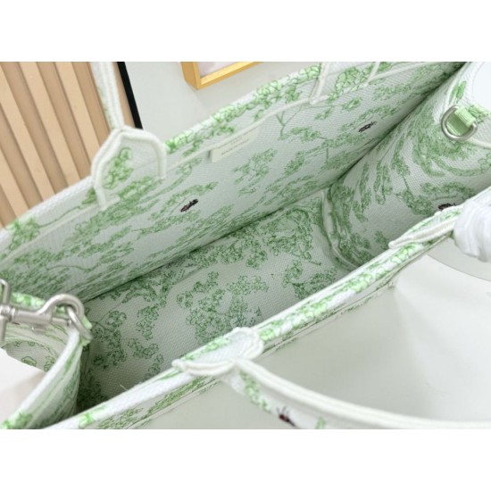 Premio Replica Borsa Dior Book Tote piccolo/media/grande con tracolla ricamo Toile de Jouy multicolore verde Imitazione Outlet