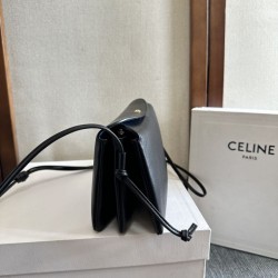 Premio Replica Borsa Celine Trio Flap morbida pelle di agnello nera Imitazione Outlet