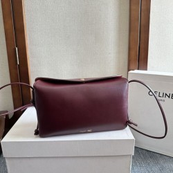 Premio Replica Borsa Celine Trio Flap morbida pelle di agnello bordeaux Imitazione Outlet
