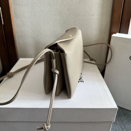 Premio Replica Borse Celine Trio Flap morbida pelle di agnello grigia Imitazione Outlet