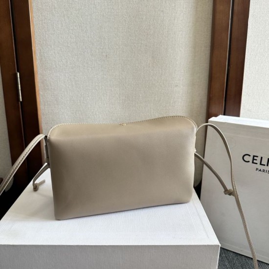 Premio Replica Borse Celine Trio Flap morbida pelle di agnello grigia Imitazione Outlet