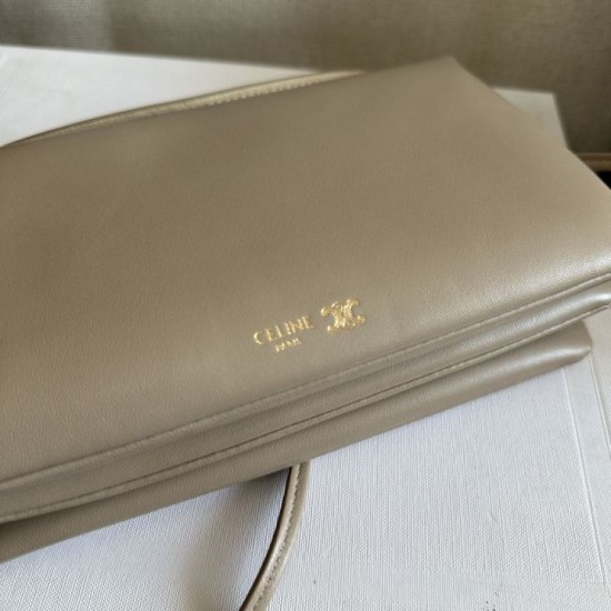 Premio Replica Borse Celine Trio Flap morbida pelle di agnello grigia Imitazione Outlet