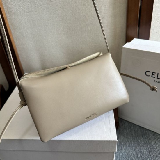 Premio Replica Borse Celine Trio Flap morbida pelle di agnello grigia Imitazione Outlet