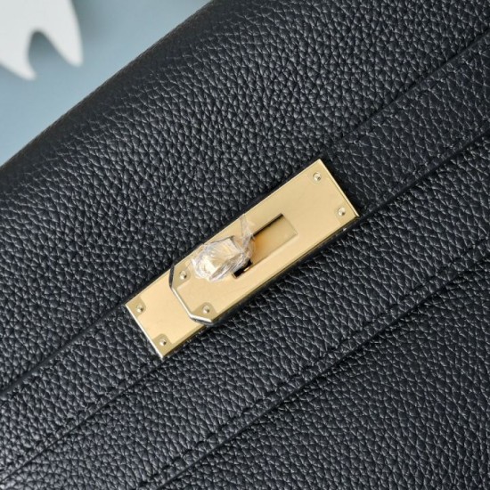Premio Replica Borsa a tracolla Hermes Kelly Messenger nera Imitazione Outlet