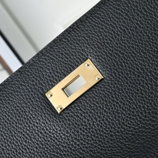 Premio Replica Borsa a tracolla Hermes Kelly Messenger nera Imitazione Outlet
