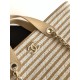 Premio Replica Borsa shopping Tote Chanel Deauville AS6007 tela righe marrone Imitazione Outlet