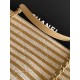 Premio Replica Borsa shopping Tote Chanel Deauville AS6007 tela righe marrone Imitazione Outlet