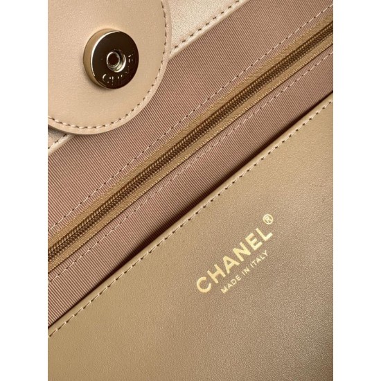 Premio Replica Borsa shopping Tote Chanel Deauville AS6007 tela righe marrone Imitazione Outlet