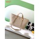 Premio Replica Borsa shopping Tote Chanel Deauville AS6007 tela righe marrone Imitazione Outlet