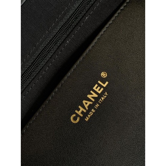 Premio Replica Borsa shopping Tote Chanel Deauville AS6007 tela righe bianca/nero Imitazione Outlet