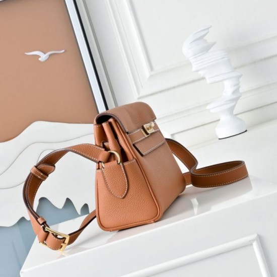 Premio Replica Borsa a tracolla Hermes Kelly Messenger marrone Imitazione Outlet
