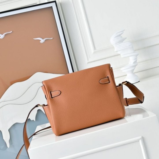 Premio Replica Borsa a tracolla Hermes Kelly Messenger marrone Imitazione Outlet