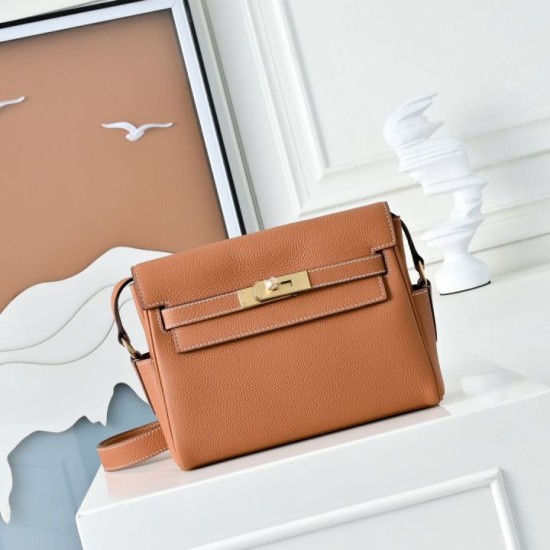 Premio Replica Borsa a tracolla Hermes Kelly Messenger marrone Imitazione Outlet