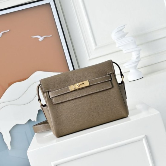 Premio Replica Borsa a tracolla Hermes Kelly Messenger grigia Imitazione Outlet