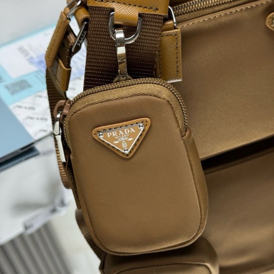 Falso Perfetto Borsa a tracolla Prada Re-Nylon 1BC167 Marrone Imitazione Outlet Online