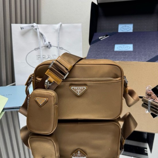 Falso Perfetto Borsa a tracolla Prada Re-Nylon 1BC167 Marrone Imitazione Outlet Online