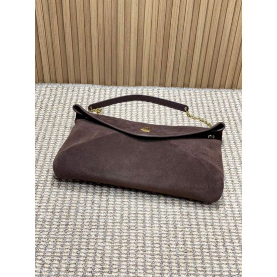 Falso Perfetto YSL Saint Laurent Cassandre Borsa a busta grande con catena scamosciata marrone Imitazione Outlet Online