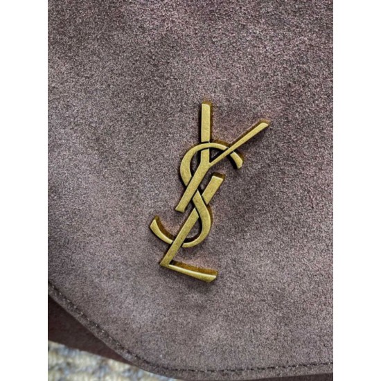 Falso Perfetto YSL Saint Laurent Cassandre Borsa a busta grande con catena scamosciata marrone Imitazione Outlet Online