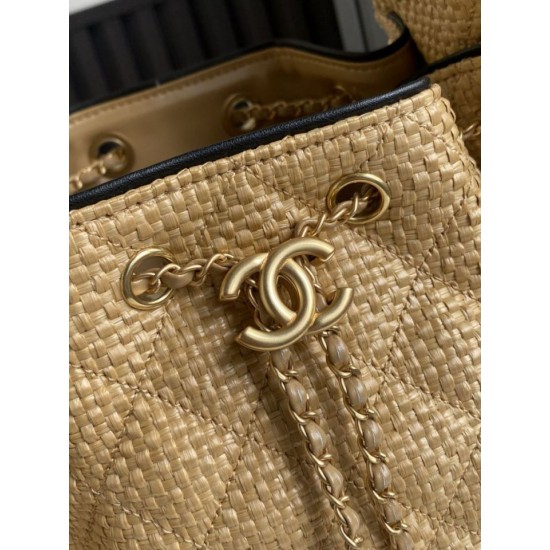 Falso Perfetto Borsa a mano Chanel 25 Mini Hobo AS5293 Rafia intrecciata Marrone/Nero Imitazione Outlet Online