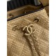 Falso Perfetto Borsa a mano Chanel 25 Mini Hobo AS5293 Rafia intrecciata Marrone/Nero Imitazione Outlet Online