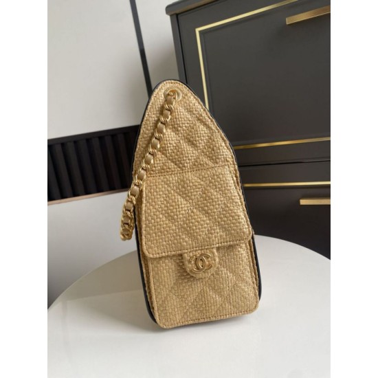 Falso Perfetto Borsa a mano Chanel 25 Mini Hobo AS5293 Rafia intrecciata Marrone/Nero Imitazione Outlet Online