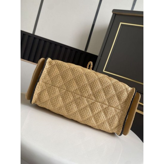 Falso Perfetto Borsa a mano Chanel 25 Mini Hobo AS5293 Rafia intrecciata Marrone/Nero Imitazione Outlet Online