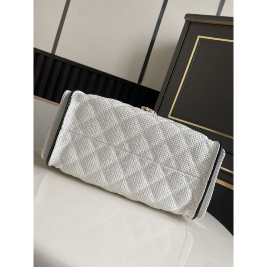 Falso Perfetto Borsa a mano Chanel 25 Mini Hobo AS5293 Rafia intrecciata Beige/Nero Imitazione Outlet Online