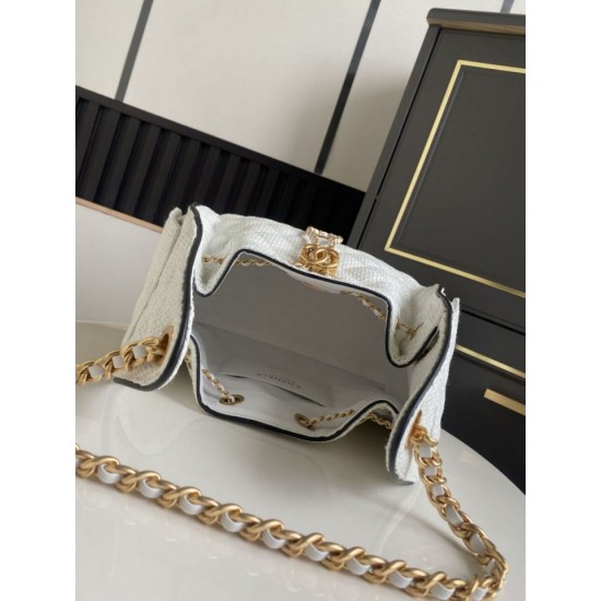 Falso Perfetto Borsa a mano Chanel 25 Mini Hobo AS5293 Rafia intrecciata Beige/Nero Imitazione Outlet Online