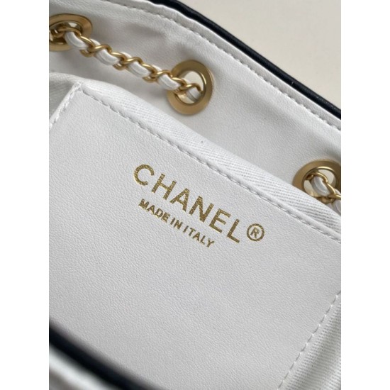 Falso Perfetto Borsa a mano Chanel 25 Mini Hobo AS5293 Rafia intrecciata Beige/Nero Imitazione Outlet Online