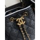 Falso Perfetto Borsa a mano Chanel 25 Mini Hobo AS5293 Rafia intrecciata Nero Imitazione Outlet Online