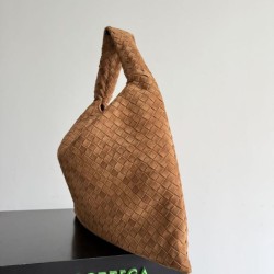 Falso Perfetto Borsa a tracolla Bottega Veneta Large Hop pelle scamosciata marrone Imitazione Outlet Online